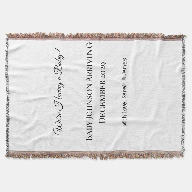 Custom Baby Reveal Card Throw Blanket (Front)