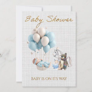 Custom Baby Rocking horse Fox Penguin Baby Shower Invitation