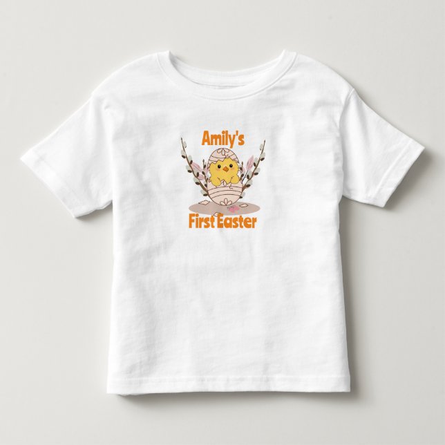 Custom Baby’s First Easter T-Shirt – Chick in Egg (Front)