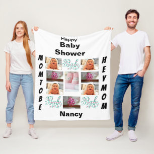 Custom Baby Shower 11 Photo Collage  Fleece Blanket