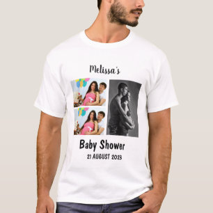 Custom Baby Shower 3 Photo Collage T-Shirt