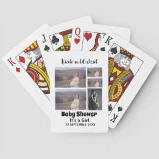 Custom Baby Shower 5 Photo Collage Playing Cards