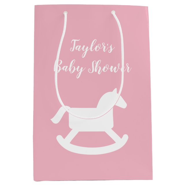 Custom baby shower gift bags with rocking horse (Front)