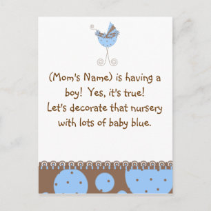 Custom Baby Shower Invitation-Chic Baby Blue Invitation Postcard