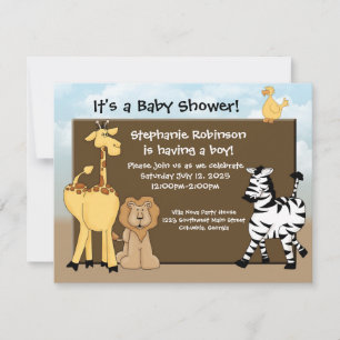 Custom Baby Shower Invite, Jungle Animals Invitation