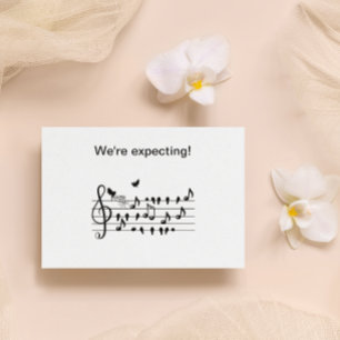 Custom Baby Shower Music Bird Notes Keepsake Invitation