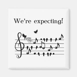 Custom Baby Shower Music Bird Notes Keepsake Magnet