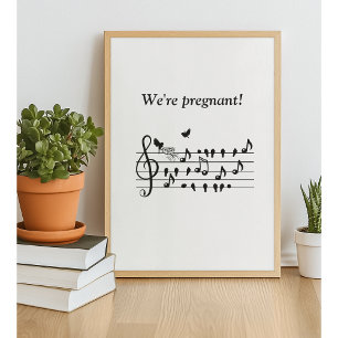 Custom Baby Shower Music Bird Notes Keepsake Poster