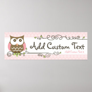 Custom Baby Shower Owl banner Poster