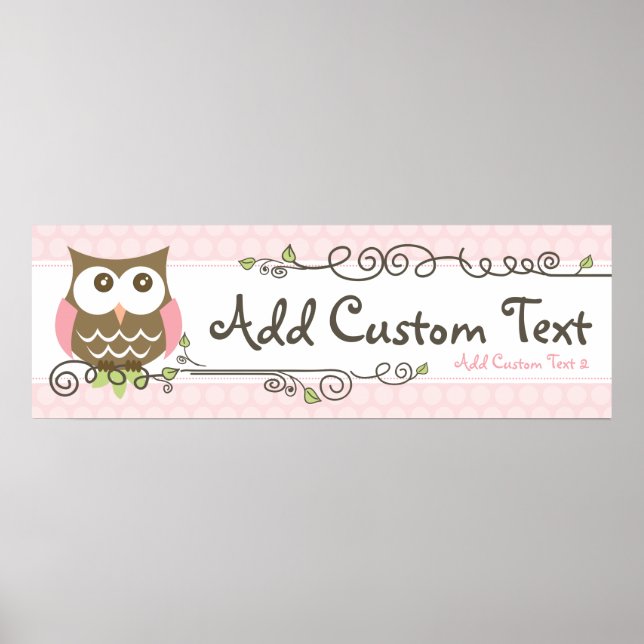 Custom Baby Shower Owl banner Poster (Front)