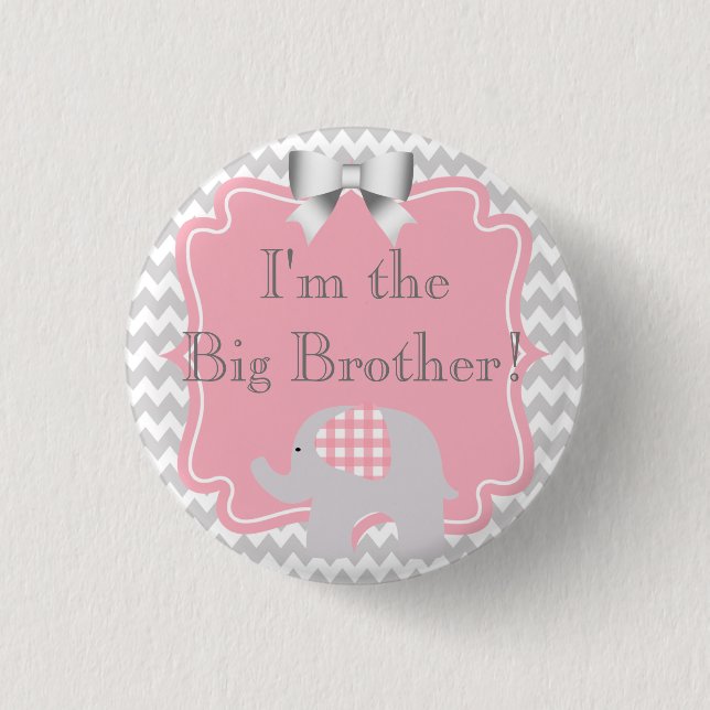 Custom Baby Shower Party I'm the Big Bro Button (Front)