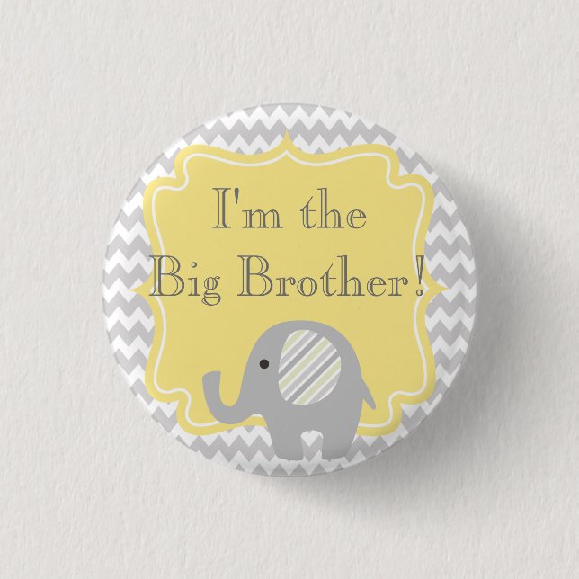 Custom Baby Shower Party I'm the Big Bro Button (Front)