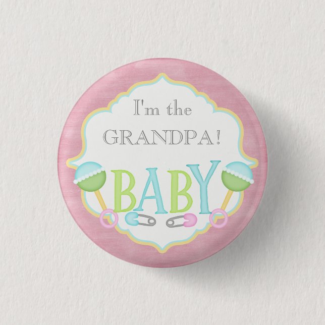 Custom Baby Shower Party I'm the GRANDPA Button (Front)