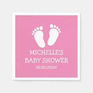 Custom Baby Shower party napkins with footprints