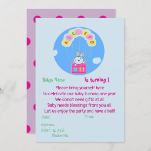 Custom Babys 1st birthday invitation