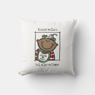 Custom Baby's 1st Christmas Dark Skin Tone Face Cushion