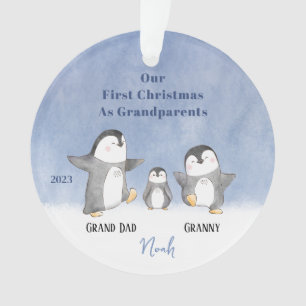 Custom Baby's Cute First Christmas Grandparents Ornament