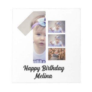 Custom Baby's first birthday 4 Photo collage  Notepad