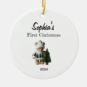 Custom Baby's First Christmas Baubles Ceramic Ornament