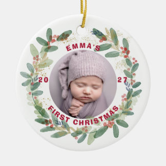 Custom Baby's First Christmas Ceramic Ornament