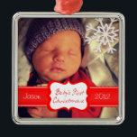 Custom Baby's First Christmas Ornament<br><div class="desc">Custom Photo & Text First Christmas Ornament  by jamiecreates1.</div>
