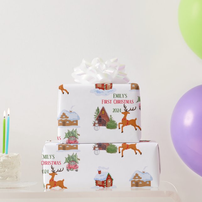Custom Baby's First Christmas Pet  Wrapping Paper (Party Gifts)