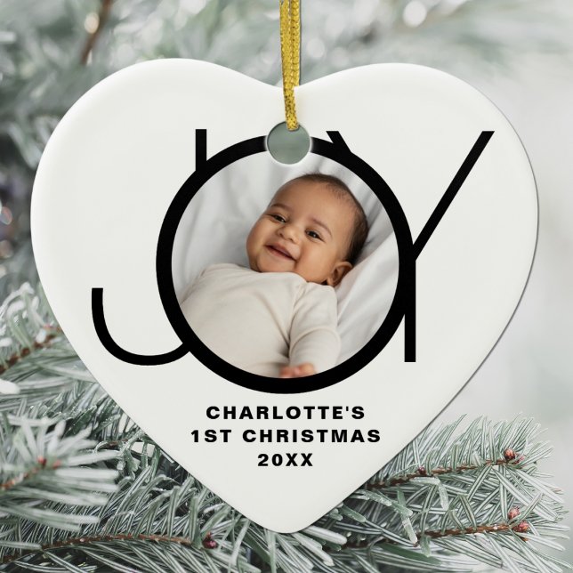 Custom Baby's First Christmas Photo White Ceramic Ornament (Creator Uploaded)
