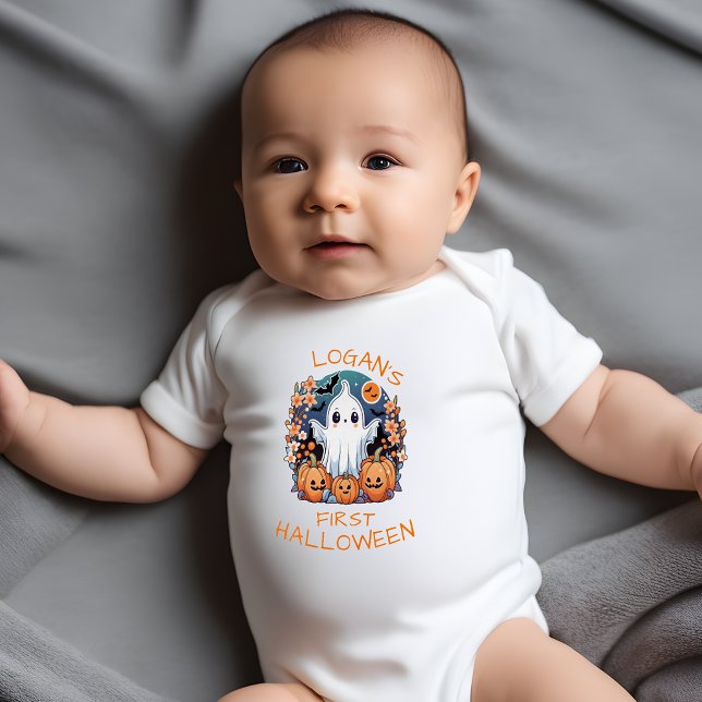 Custom Baby's First Halloween Cute Personalised Baby Bodysuit (👻 Ghostly Delight: Baby's First Halloween Personalized Bodysuit! 🎃)
