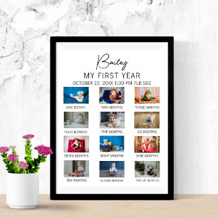 Custom Babys First Year Poster Modern 1st Birthday