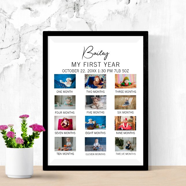 Custom Babys First Year Poster Modern 1st Birthday (Creator Uploaded)