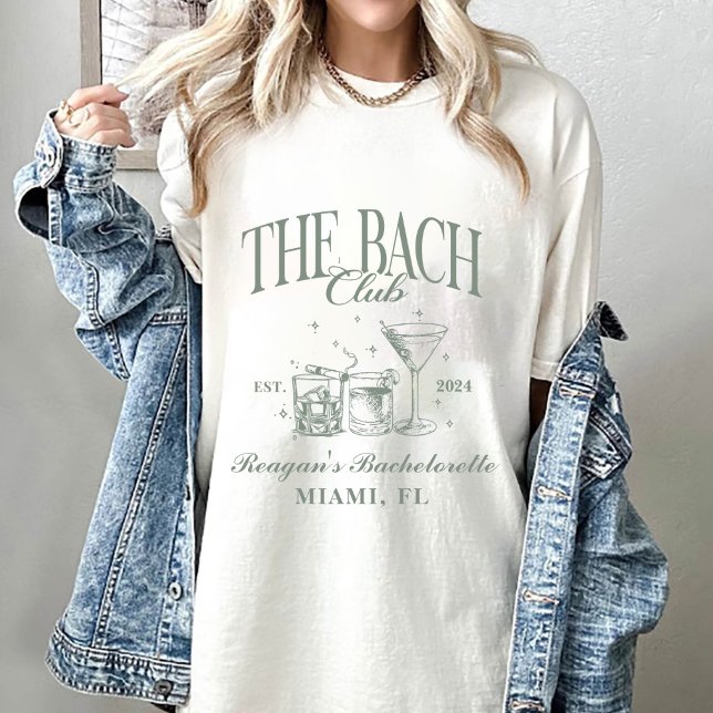 Custom Bach Club Bachelorette Retro Cocktail Green T-Shirt (Creator Uploaded)