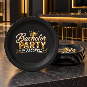 Custom Bachelor Party In Progress Paper Plate