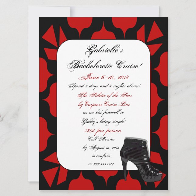 Custom Bachelorette Cruise Weekend Invitations (Front)