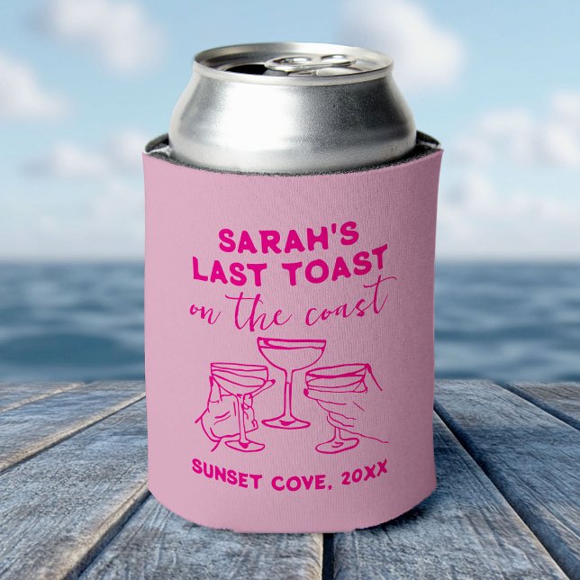 Custom Bachelorette Last Toast on The Coast Party Can Cooler (A beach-themed can cooler labeled "Last Toast," symbolizing a fun ocean bachelorette celebration )
