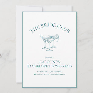 Custom Bachelorette Party Cocktail Social Club Invitation