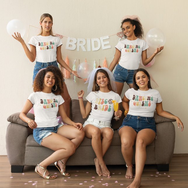 Custom Bachelorette Party Retro Dancing Queens T-Shirt (Creator Uploaded)