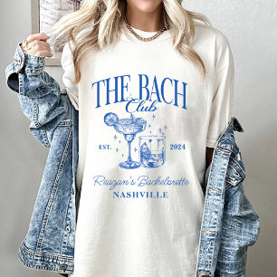 Custom Bachelorette Retro Cocktail Blue T-Shirt