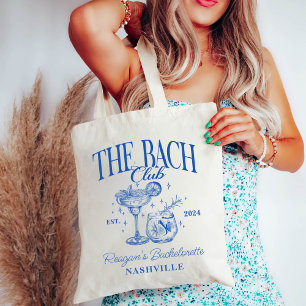 Custom Bachelorette Retro Cocktail Blue Tote Bag
