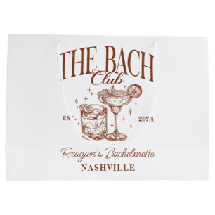 Custom Bachelorette Retro Cocktail Brown Large Gift Bag