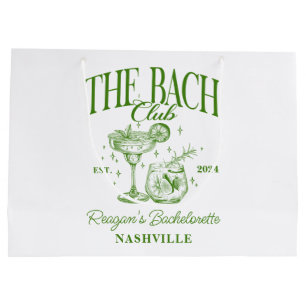 Custom Bachelorette Retro Cocktail Green Large Gift Bag