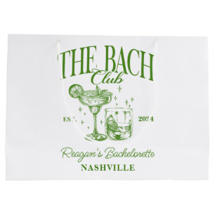 Custom Bachelorette Retro Cocktail Green Large Gift Bag