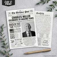 Custom Back in 1937 Newspaper Birthday Card, Trend