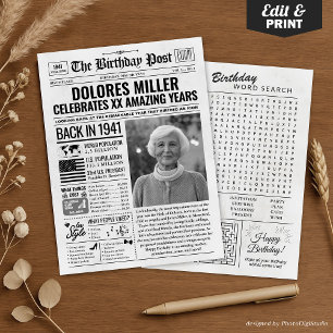 Custom Back in 1941 Newspaper Birthday Card, Trend Holiday Card