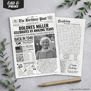 Custom Back in 1948 Newspaper Birthday Card, Trend Holiday Card