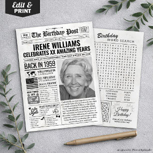 Custom Back in 1959 Newspaper Birthday Card, Trend Holiday Card