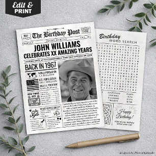 Custom Back in 1967 Newspaper Birthday Card, Trend Holiday Card