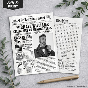 Custom Back in 1975 Newspaper Birthday Card, Trend Holiday Card