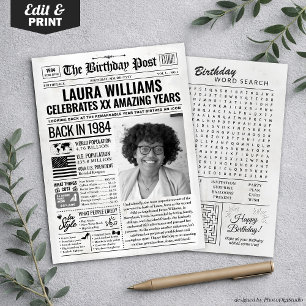 Custom Back in 1984 Newspaper Birthday Card, Trend Holiday Card