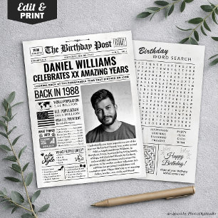 Custom Back in 1988 Newspaper Birthday Card, Trend Holiday Card