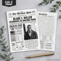 Custom Back in 1990 Newspaper Birthday Card, Trend
